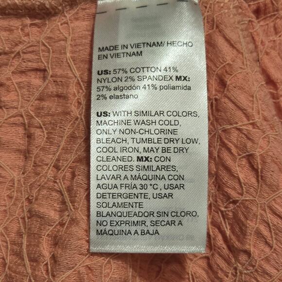 NWT Chico's Knit M Top Textured Cap Sleeve Tee Top Coral Blossom - Picture 7 of 10